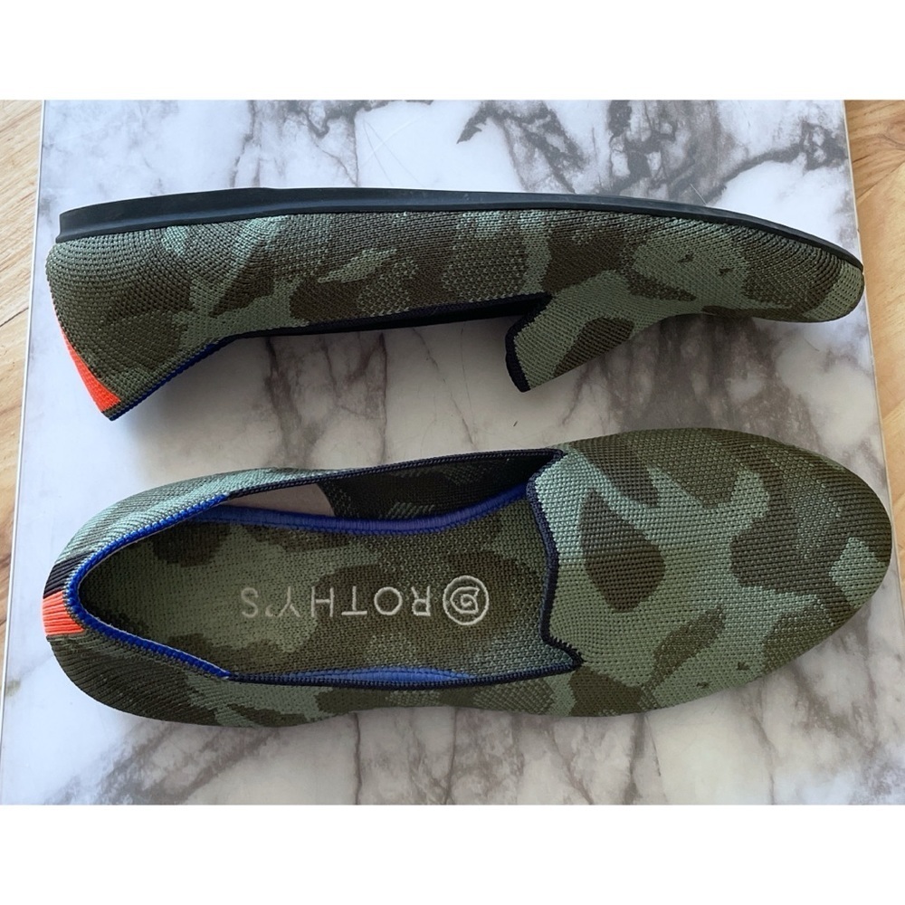 ROTHY'S Olive Camo Camouflage The Loafer Slip on Mules Flats Shoes Size 9​​ - Picture 9 of 12
